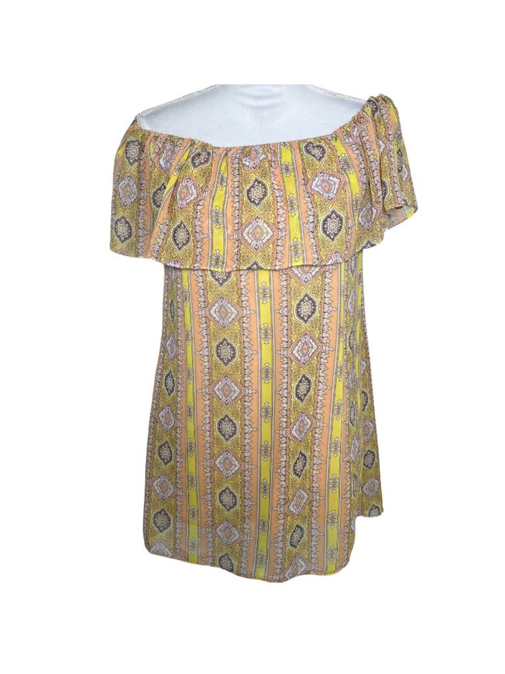 Show Me Your Mumu Womens S Yellow Floral Tunic Dress Off Shoulder Boho